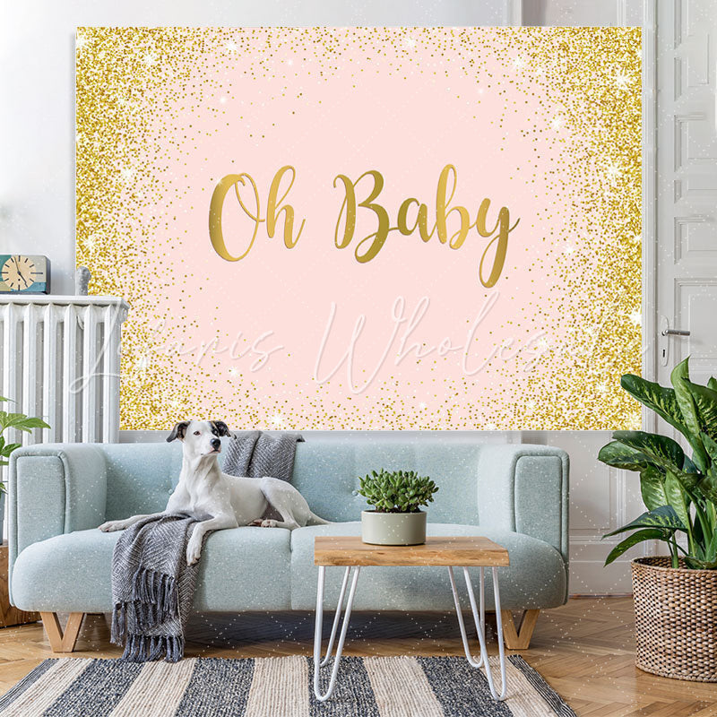 Lofaris Glitter And Simple Bokeh Gender Reveal Oh Baby Backdrop