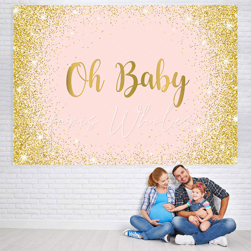 Lofaris Glitter And Simple Bokeh Gender Reveal Oh Baby Backdrop