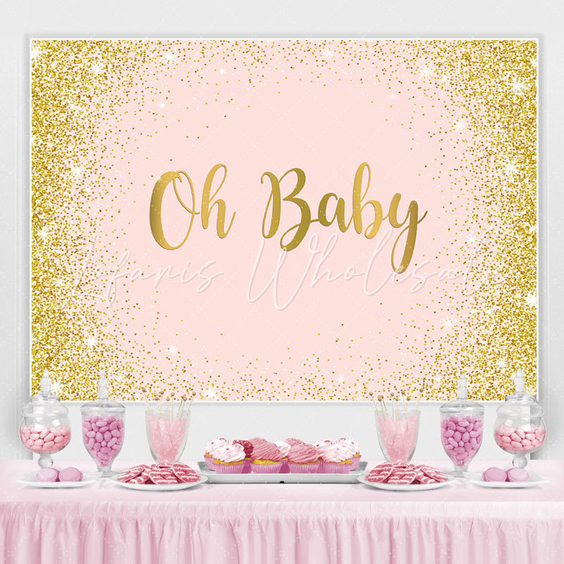 Lofaris Glitter And Simple Bokeh Gender Reveal Oh Baby Backdrop