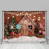Lofaris Glitter And Snowy Christmas Tree With Lollipop Backdrop