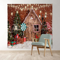Lofaris Glitter And Snowy Christmas Tree With Lollipop Backdrop