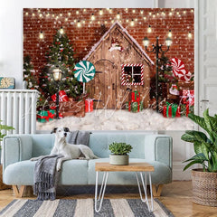 Lofaris Glitter And Snowy Christmas Tree With Lollipop Backdrop