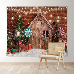 Lofaris Glitter And Snowy Christmas Tree With Lollipop Backdrop