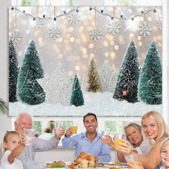 Lofaris Glitter And Snowy Tree With Silver Star Winter Backdrop