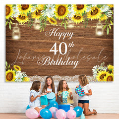 Lofaris Glitter And Sunflowers Happy 40Th Birthday Backdrop