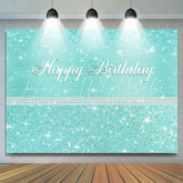 Lofaris Glitter And Tiffany Bule Pearl Happy Birthday Backdrop