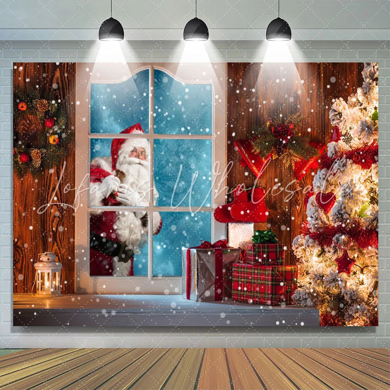 Lofaris Glitter And Warm House Santa Claus Outside Window