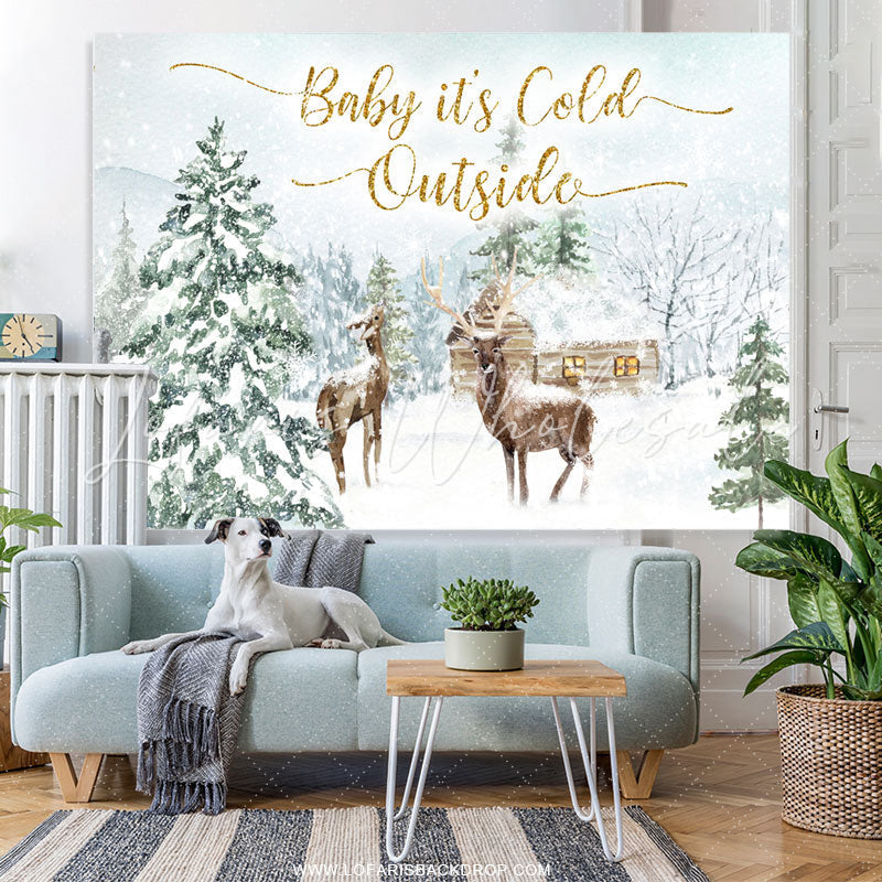 Lofaris Glitter Baby Is Cold Outside Winter Shower Backdrop