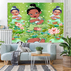 Lofaris Glitter Baby Princess Green Backdrop For Shower