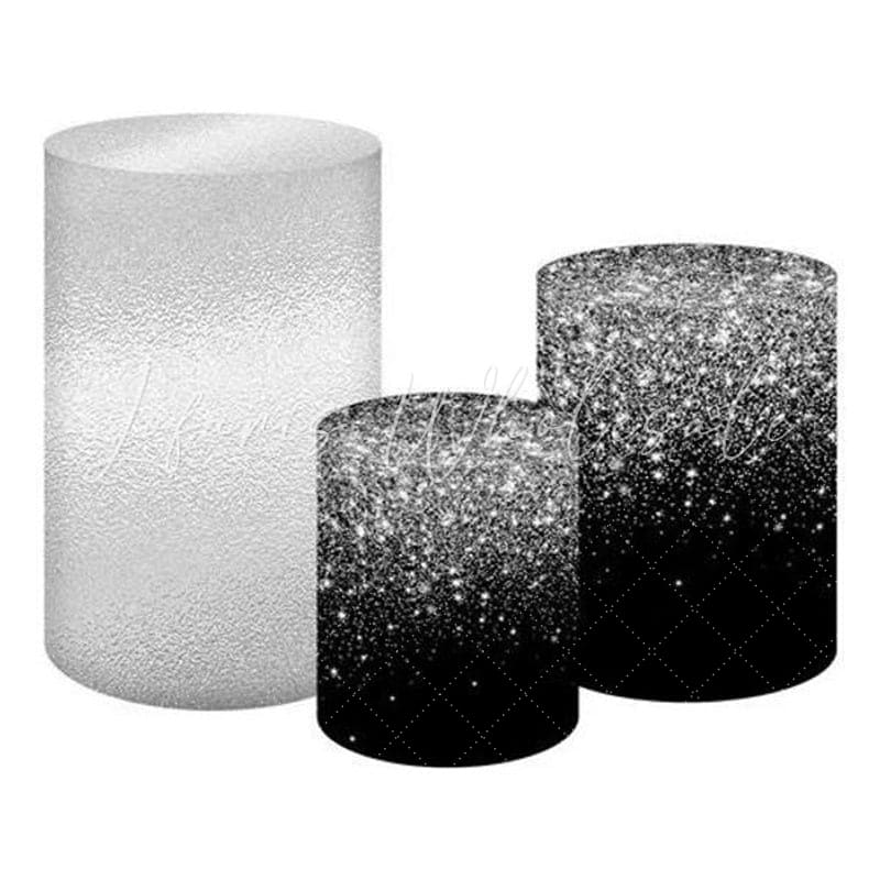 Glitter Black and Silver Chic Themed Cover Cylinders Kit