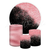 Glitter Black Pink Round Backdrop and Cylinders Kit for Glam Events