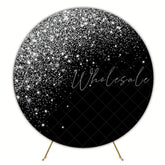 Glitter Black Sparkle Round Backdrop For Elegant Party Decor