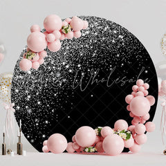 Glitter Black Sparkle Round Backdrop For Elegant Party Decor