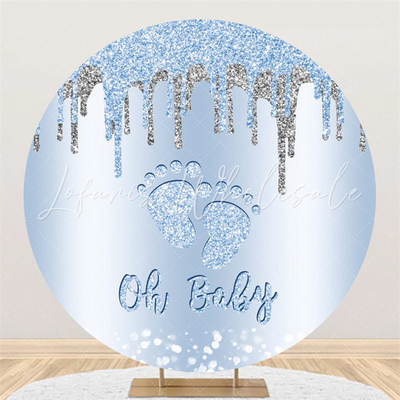 Lofaris Glitter Blue And Silver On Baby Feet Circle Backdrop