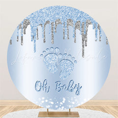 Lofaris Glitter Blue And Silver On Baby Feet Circle Backdrop