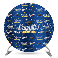 Lofaris Glitter Blue I Did It Congrats Grad Round Backdrop