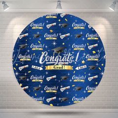 Lofaris Glitter Blue I Did It Congrats Grad Round Backdrop