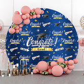 Lofaris Glitter Blue I Did It Congrats Grad Round Backdrop