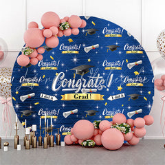 Lofaris Glitter Blue I Did It Congrats Grad Round Backdrop