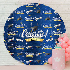 Lofaris Glitter Blue I Did It Congrats Grad Round Backdrop