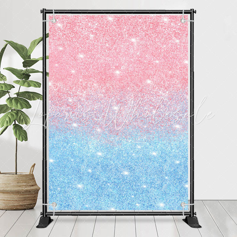 Lofaris Glitter Blue Pink Sequins Simple Birthday Backdrop