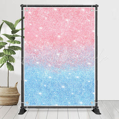 Lofaris Glitter Blue Pink Sequins Simple Birthday Backdrop