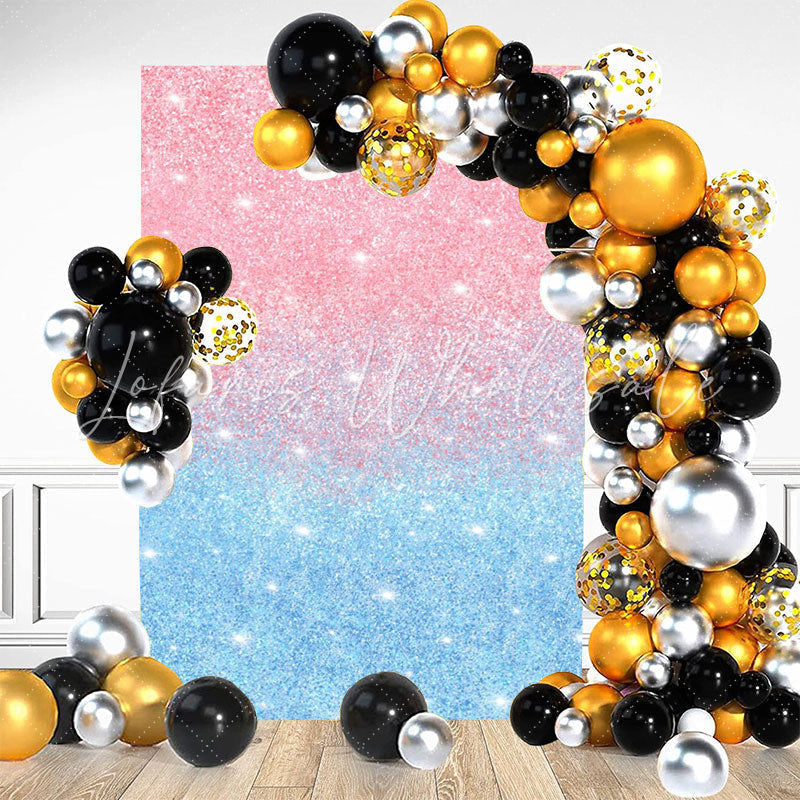 Lofaris Glitter Blue Pink Sequins Simple Birthday Backdrop