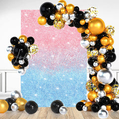 Lofaris Glitter Blue Pink Sequins Simple Birthday Backdrop