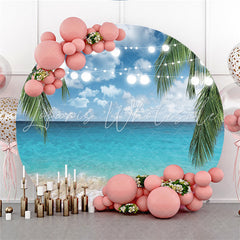 Lofaris Glitter Blue Sea Plantain Tree Circle Party Backdrop