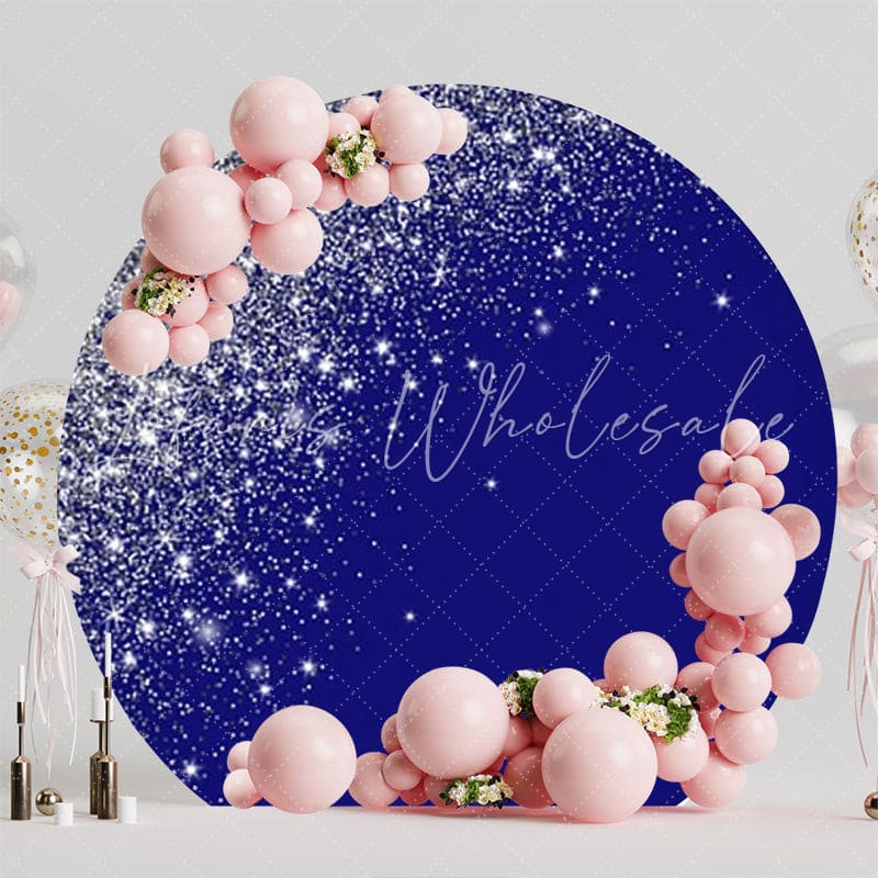 Glitter Blue Sparkle Round Backdrop For Elegant Party Theme