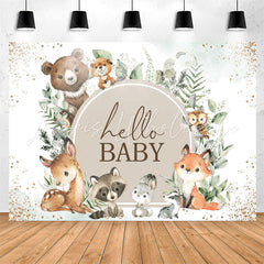 Lofaris Glitter Boho Cute Animals Hello Baby Shower Backdrop