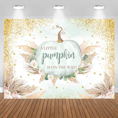 Lofaris Glitter Boho Feather Pumpkin Baby Shower Backdrop