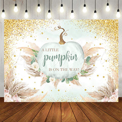 Lofaris Glitter Boho Feather Pumpkin Baby Shower Backdrop