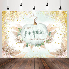 Lofaris Glitter Boho Feather Pumpkin Baby Shower Backdrop