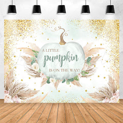 Lofaris Glitter Boho Feather Pumpkin Baby Shower Backdrop