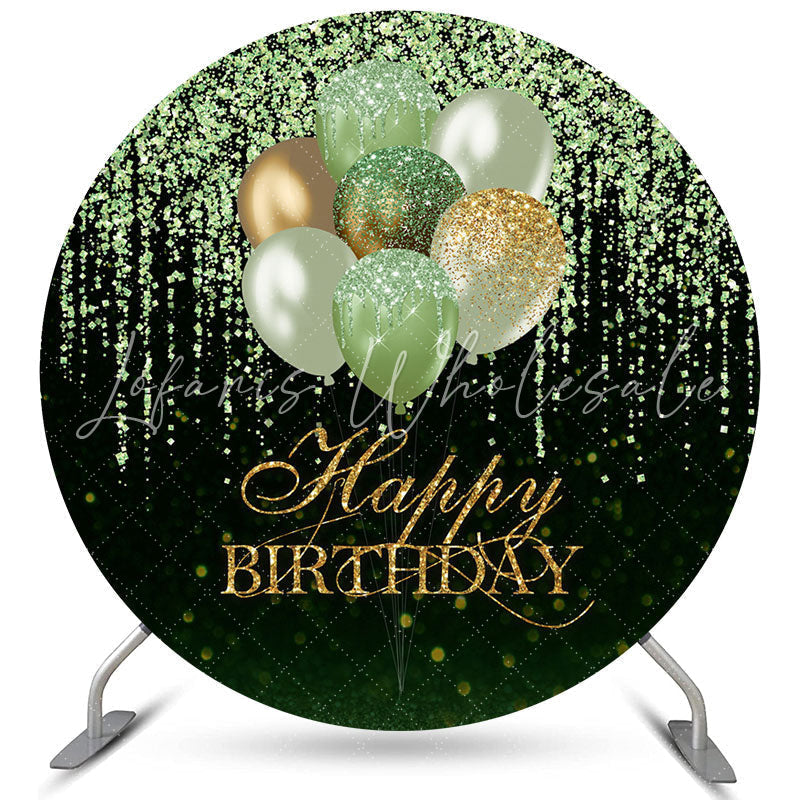Lofaris Glitter Bokeh Balloon Circle Happy Birthday Backdrop