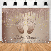 Lofaris Glitter brown Footprint Baby Shower Backdrop For Party