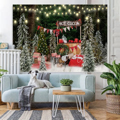 Lofaris Glitter Christmas Trees Hot Cocoa Backdrop For Party