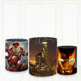 Lofaris Glitter City Superhero Plinth Cover Happy Birthday Pillar Wrap