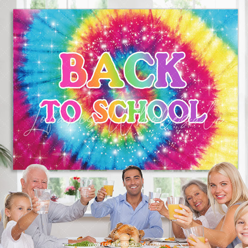 Lofaris Glitter Colorful Rainbow Theme Back To School Backdrop