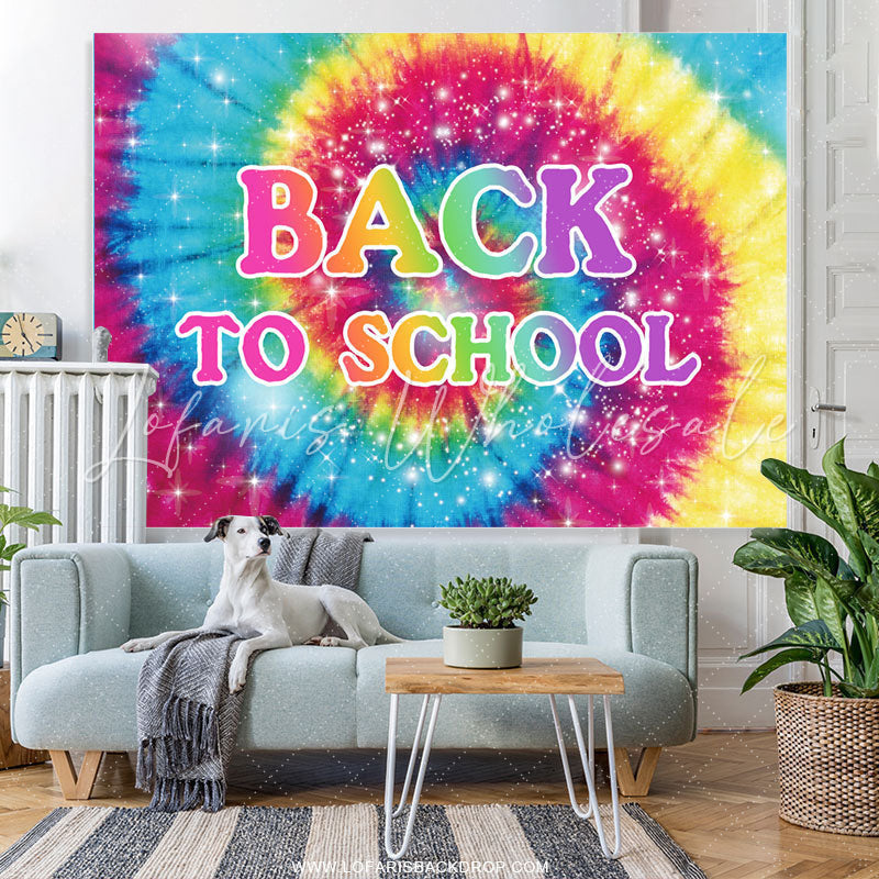 Lofaris Glitter Colorful Rainbow Theme Back To School Backdrop