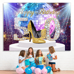 Lofaris Glitter Colorful Themed Happy 50Th Birthday Backdrop