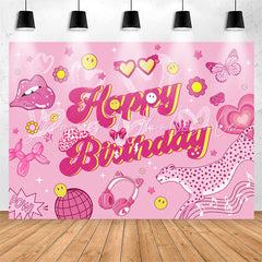Lofaris Glitter Cute Pink Patterns Birthday Backdrop For Girls