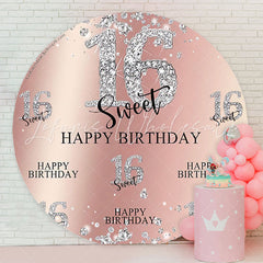 Lofaris Glitter Diamond Sweet 16 Birthday Round Backdrop