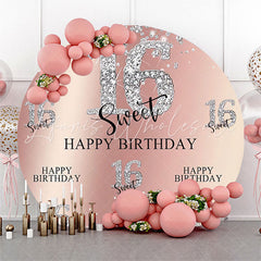 Lofaris Glitter Diamond Sweet 16 Birthday Round Backdrop