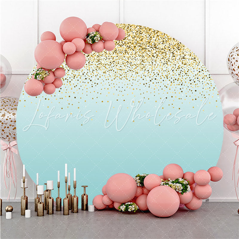 Lofaris Glitter Dots And Blue Themed Round Birthday Backdrop