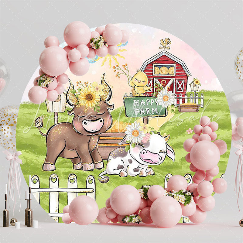 Glitter Farm Round Backdrop for Farm Themed Party
