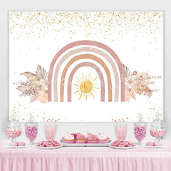 Lofaris Glitter Floral And Sun Baby Shower Backdrop For Girl