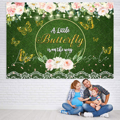 Lofaris Glitter Floral Butterfly Themed Baby Shower Backdrop