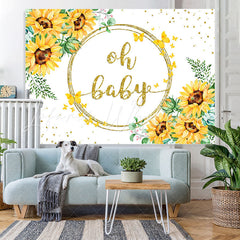 Lofaris Glitter Floral Oh Baby With Yellow Butterfly Backdrop